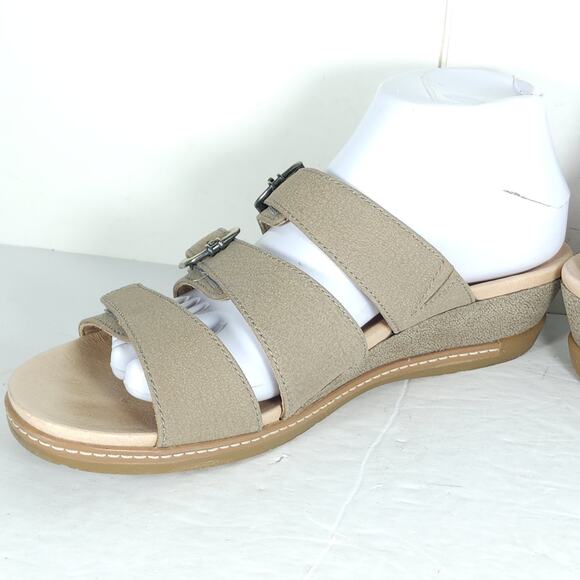 Dansko Women's Allyson EU40 US9-9,5 Taupe Textured Nubuck Leather Slide Sandals - Picture 7 of 16